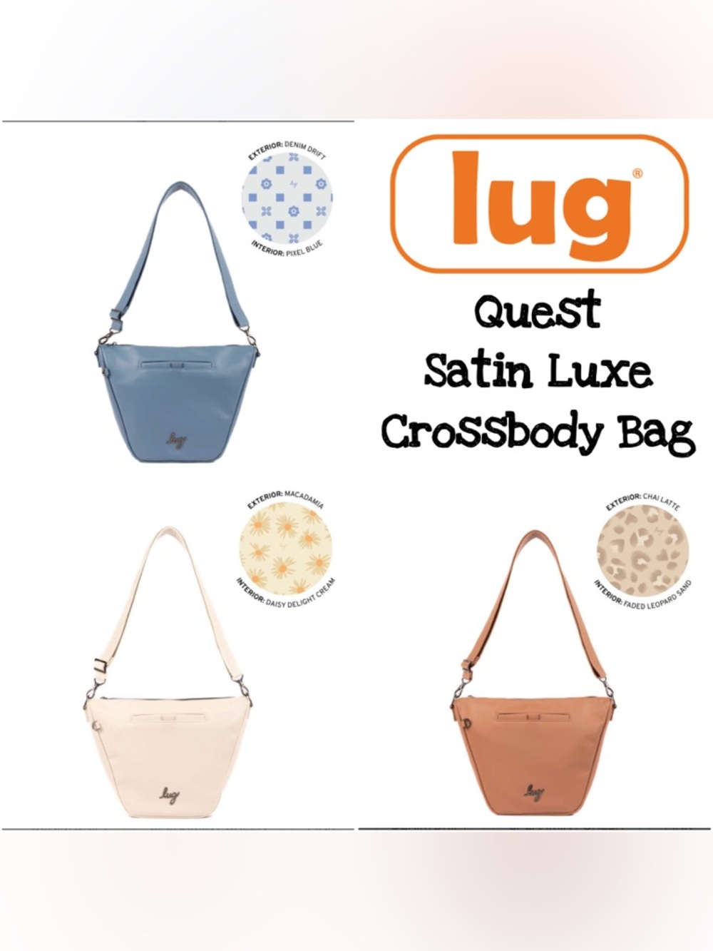 LUG Quest Satin Luxe VL Shoulder Bag NWT